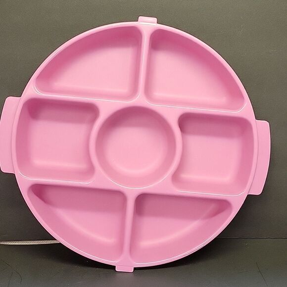 VTG Rubbermaid Servin Saver 12" Round Vegetable Fruit Dip Tray 0259 Pink Rose - Picture 2 of 8